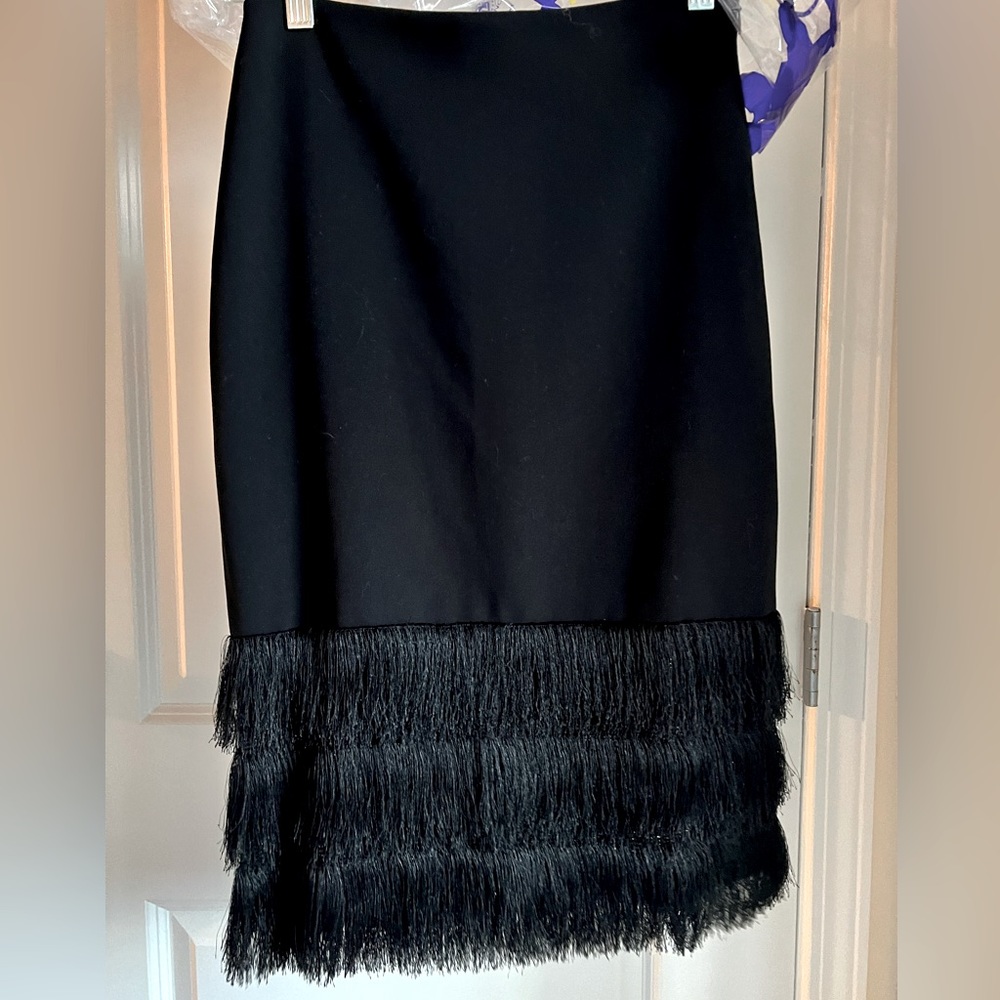 Sandro Black Skirt with Fringe
